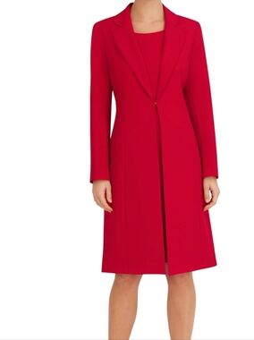 Le Suit Women's Long Coat & Basic Sheath Dress 14W 🆕